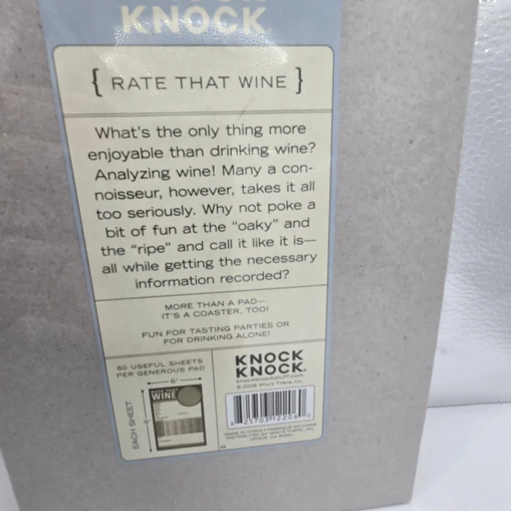 Knock Knock Rate That Wine Tasting Notes Pad 60 Sheets Integrated Coaster 12206‎